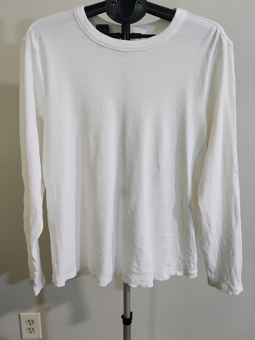 Pact Womens Ribbed Long Sleeve Shirt - White. Size XXL.
